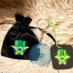 Pickled Hamsa Hand Evil Eye Keychain